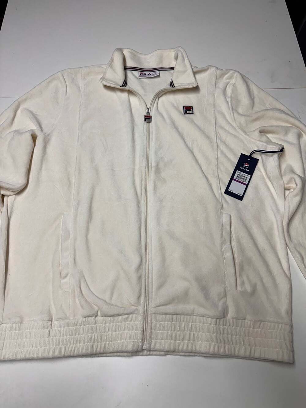 Fila O-Fit Velour Jacket Size XXL Cream Full Zip